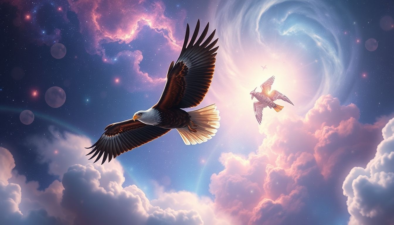 Een adelaar die hoog zweeft symboliseert vrijheid en spirituele kracht.