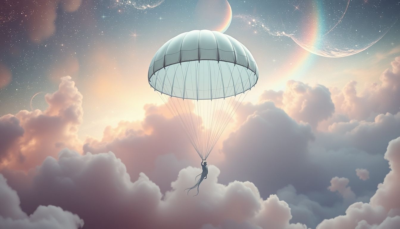 Dromen over een nylon parachute symboliseert bescherming en onverwachte hulp.
