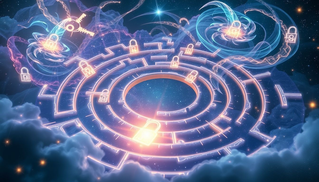 Dromen over slotenmakers in doolhof symboliseren zoektocht naar innerlijke oplossingen.