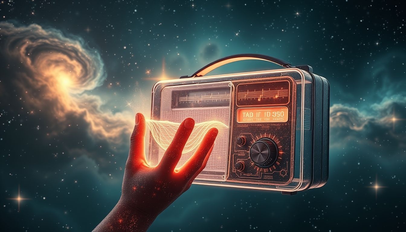 Een kapotte radio repareren symboliseert het herstellen van communicatie.