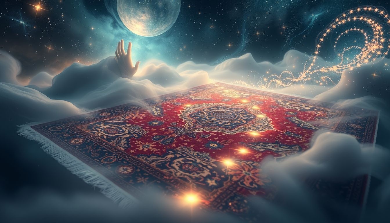 Lopen over een Perzisch tapijt symboliseert stap naar duurzaam geluk.