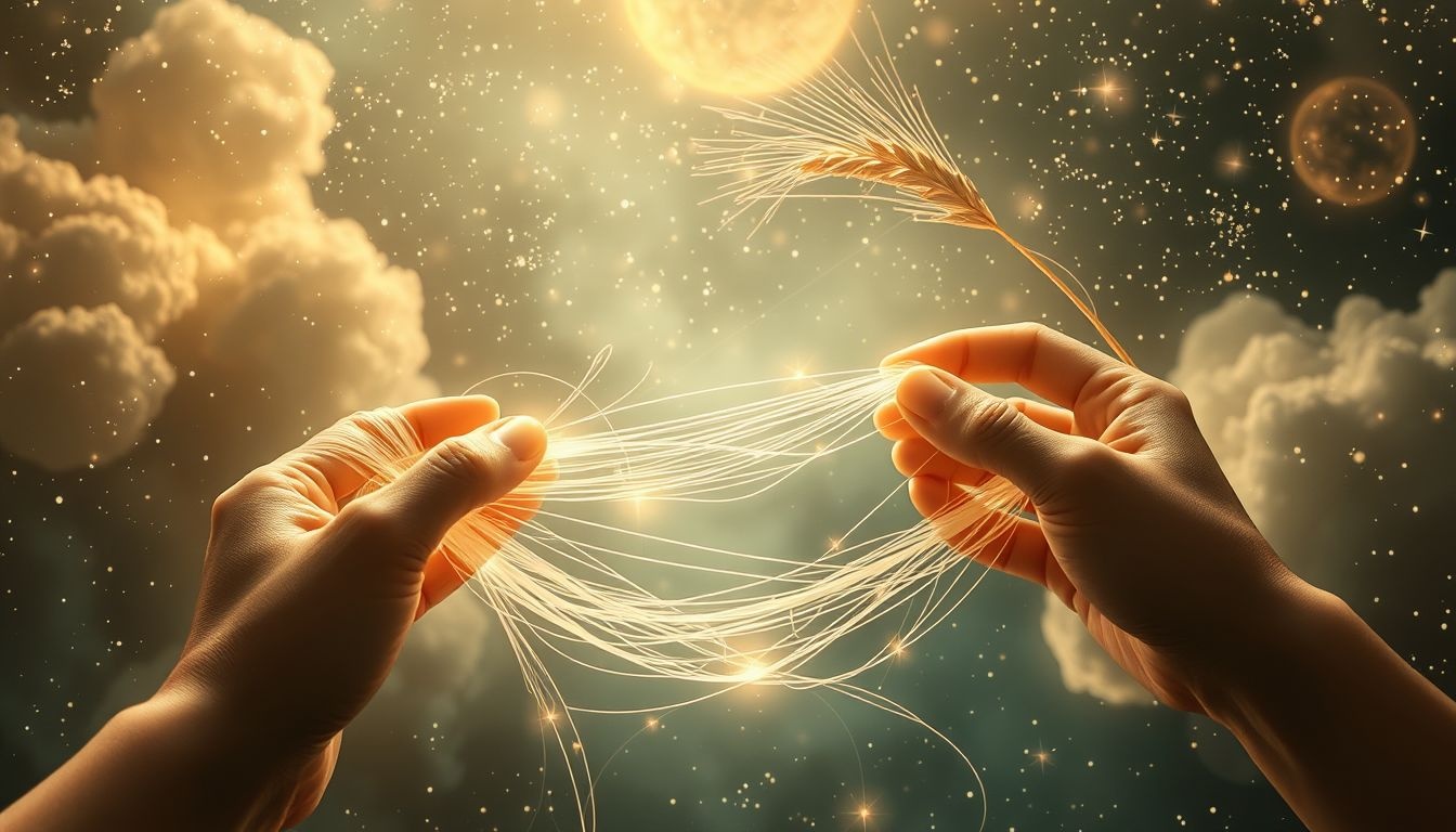 Dromen over vlas spinnen symboliseert creativiteit en het delen van talent.