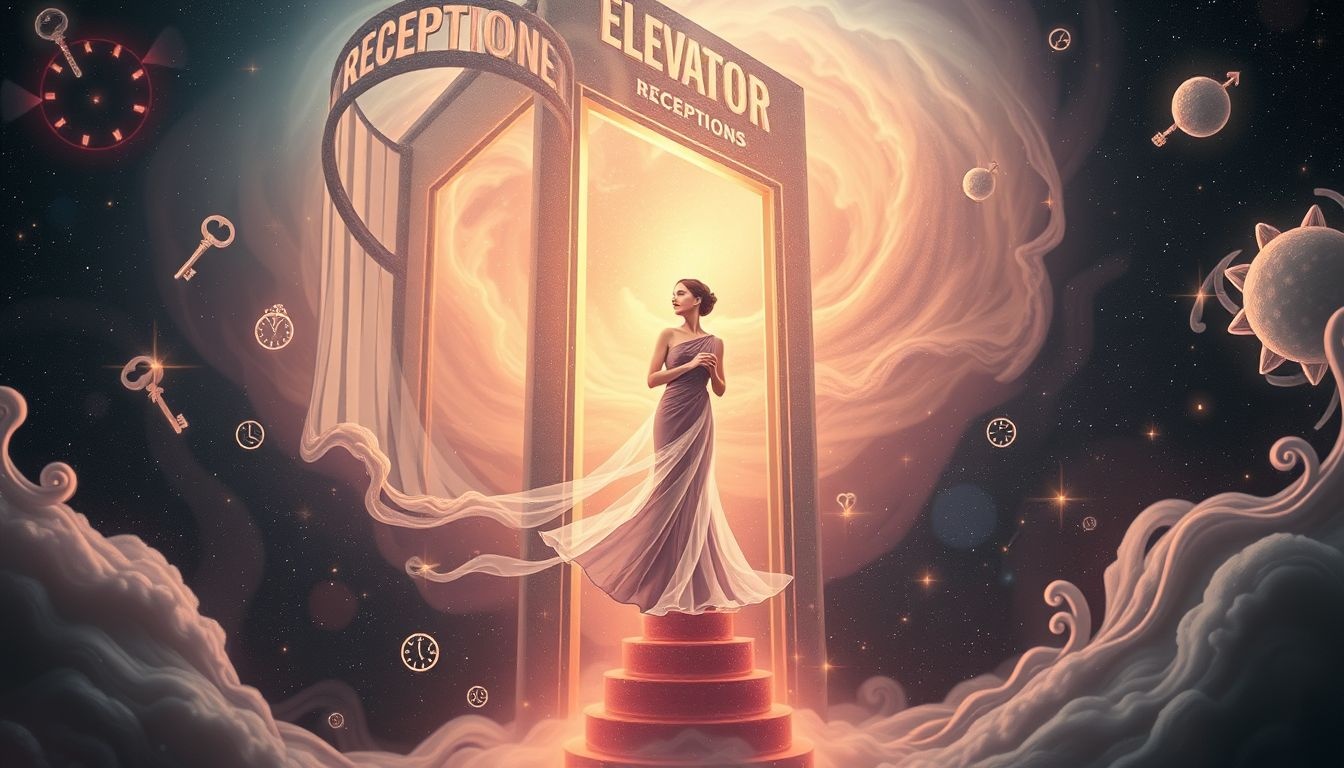 Een receptioniste in een lift symboliseert onverwachte kansen en veranderingen.