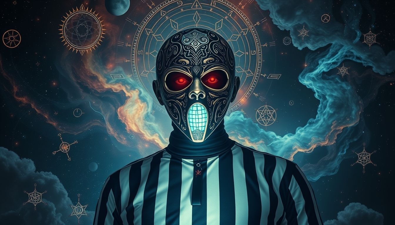 Een scheidsrechter met masker symboliseert verborgen oordelen in dromen.