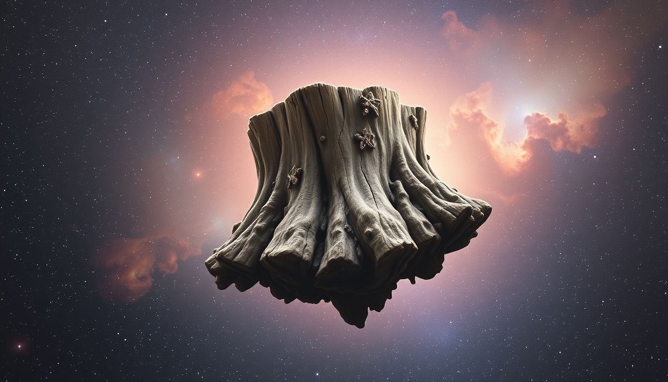 Een grote boomstronk symboliseert kracht en innerlijke groei.