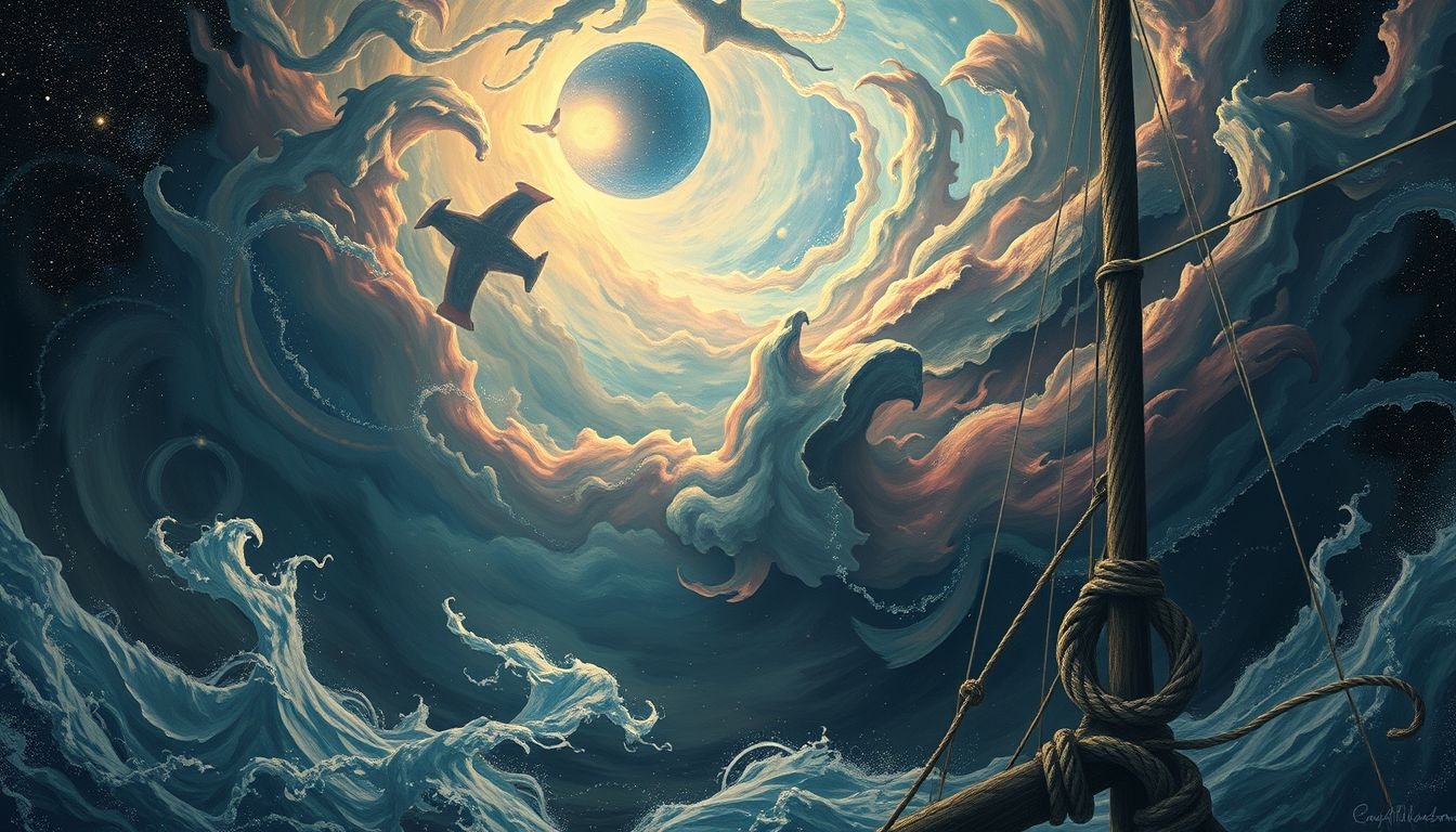 Dromen over tuigage in storm symboliseren innerlijke conflicten en chaos.