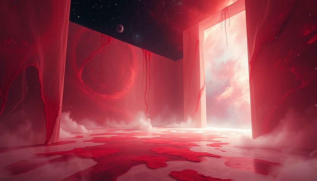 Een bloedende muur symboliseert emotionele pijn en onderdrukte trauma's.