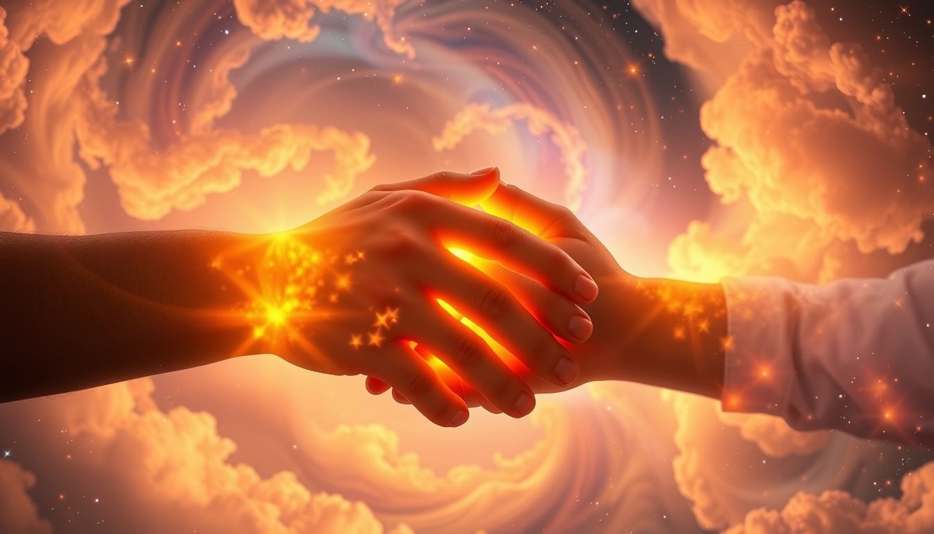 Een warme handdruk in dromen symboliseert vertrouwen en verbondenheid.
