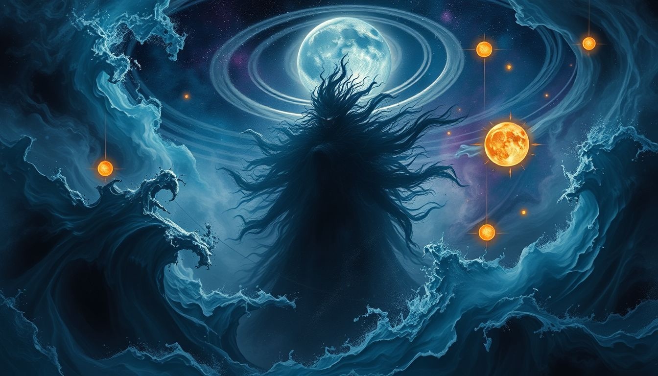 Boze Neptunus symboliseert innerlijke conflicten en emotionele chaos.