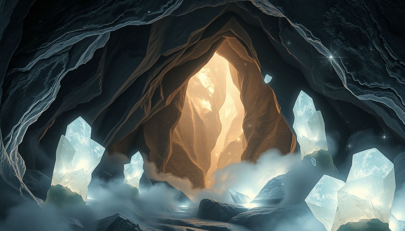 Alabaster in een grot symboliseert verborgen schoonheid en innerlijke rust.