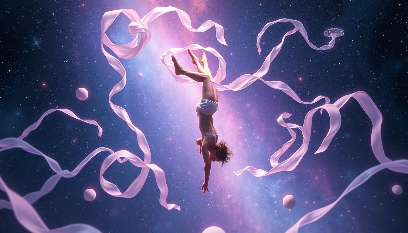 Een backflip radslag met obstakels symboliseert overwonnen uitdagingen in dromen.