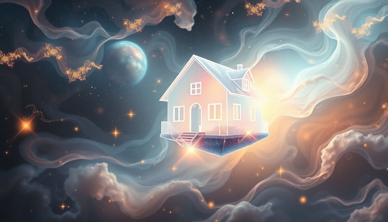 Dromen van een huis met 'Te Koop' bord symboliseert nieuwe kansen.