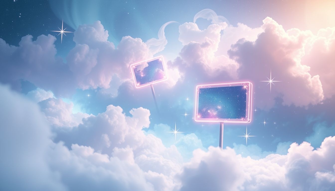 Een 'Te Koop'-bord in droomlandschap symboliseert kansen en veranderingen.