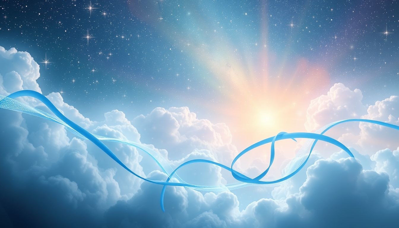 Dromen over blauw elastiek symboliseren innerlijke rust en heldere communicatie.