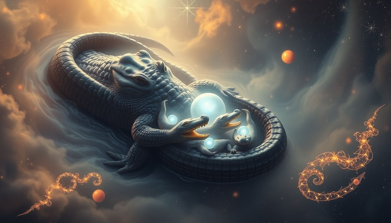 Dromen over alligators met baby's symboliseren nieuwe zorg en kwetsbaarheid.