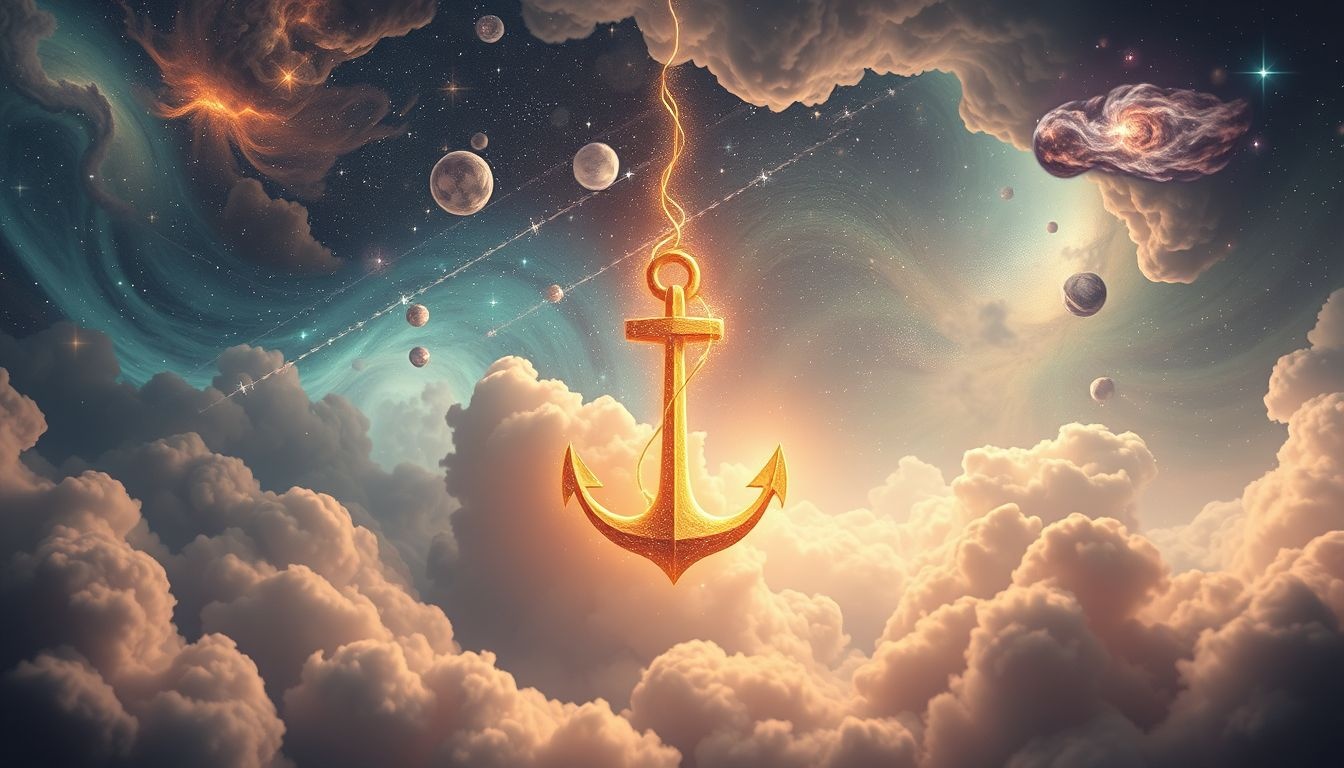 Dromen over een anker op onbekende plek symboliseert innerlijke stabiliteit zoeken.