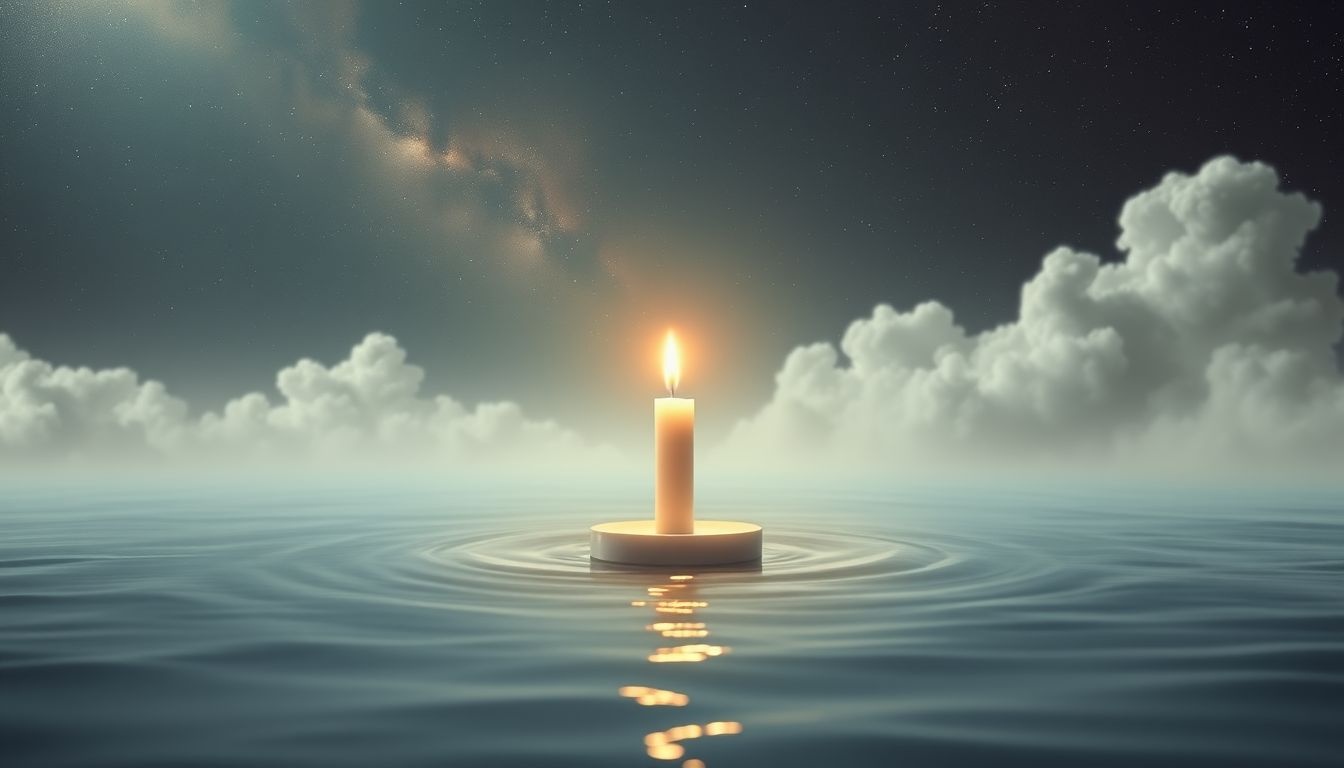 Een drijvende kaars symboliseert emotionele rust en innerlijke vrede.