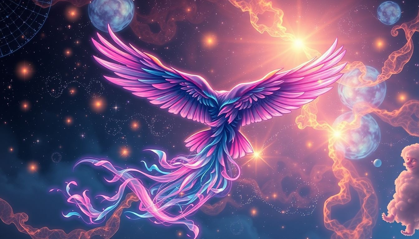 Een gekleurde nachtvogel symboliseert unieke persoonlijke expressie in dromen.