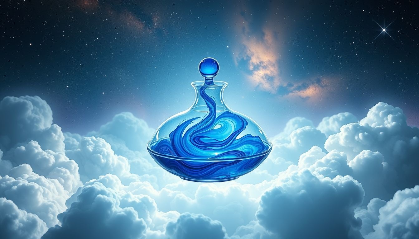 Dromen over volle blauwe inkt symboliseert creativiteit en communicatiekracht.