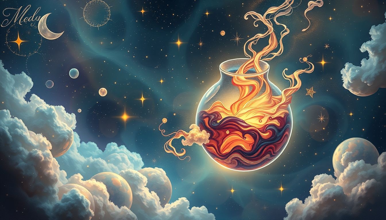 Dromen over kleurrijke inkt symboliseren creatieve expressie en emoties.