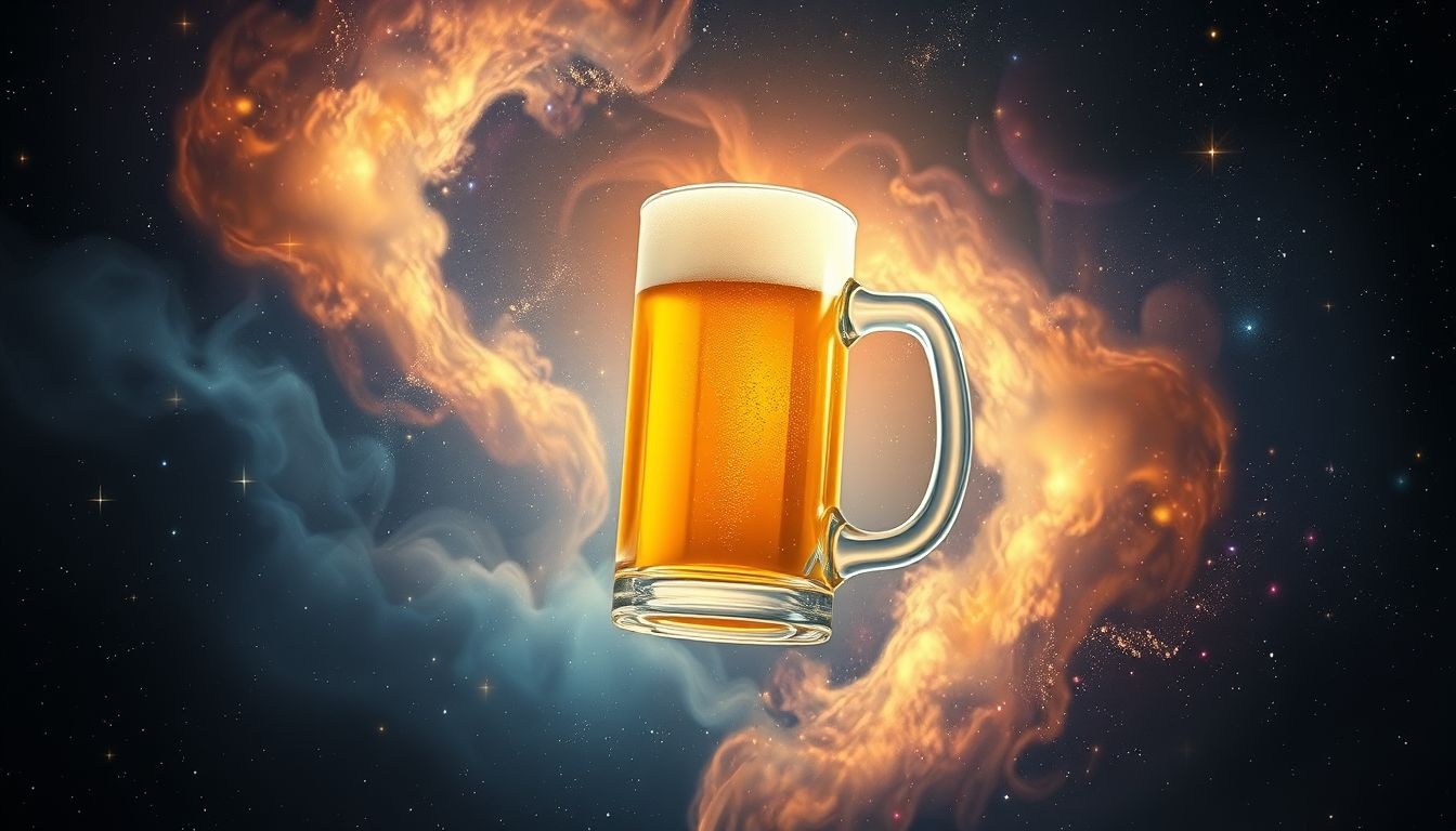 Dromen over glazen bierpullen symboliseren helderheid en sociale verbondenheid.