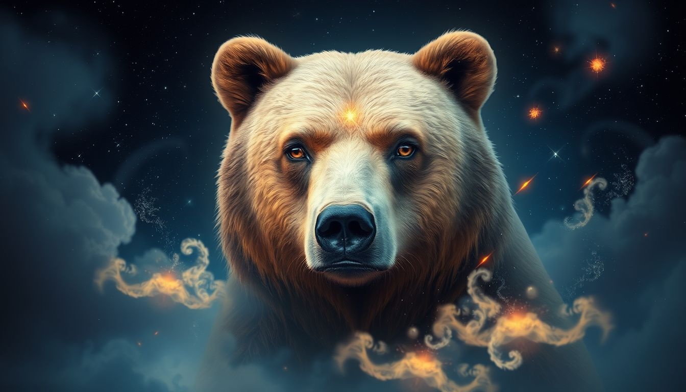 Een pratende grizzlybeer symboliseert innerlijke wijsheid en kracht.