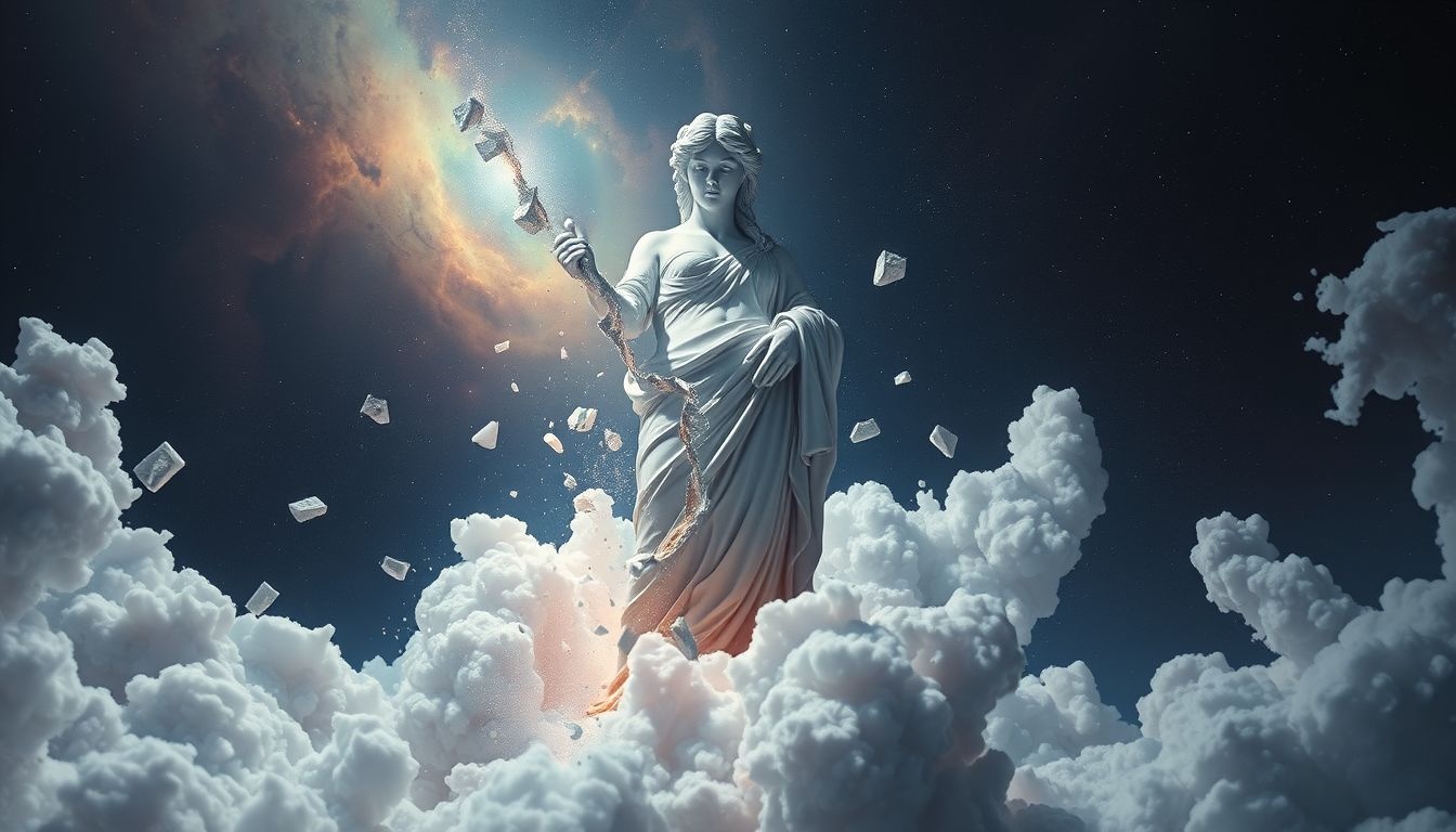 Dromen over instortende standbeelden symboliseren het verlies van oude overtuigingen.