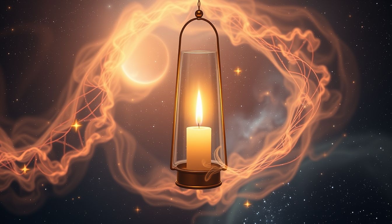 Een kaars in een lantaarn symboliseert bescherming en innerlijk licht.