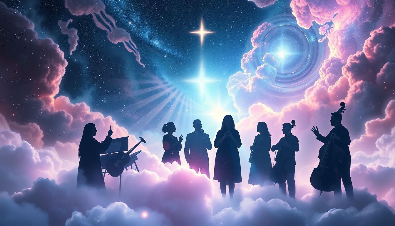 Dromen over een kerkkoor met andere instrumenten symboliseert harmonie en verbondenheid.