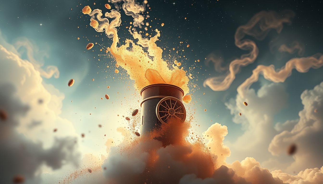 Dromen over exploderende koffiemalers symboliseren plotselinge stress of frustratie.
