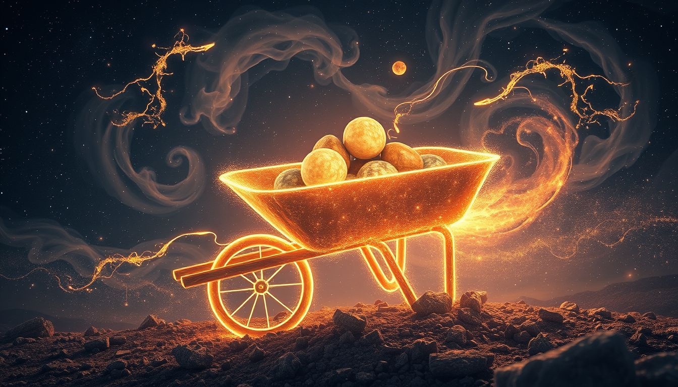 Dromen over een kruiwagen vol stenen symboliseren last en verantwoordelijkheid.