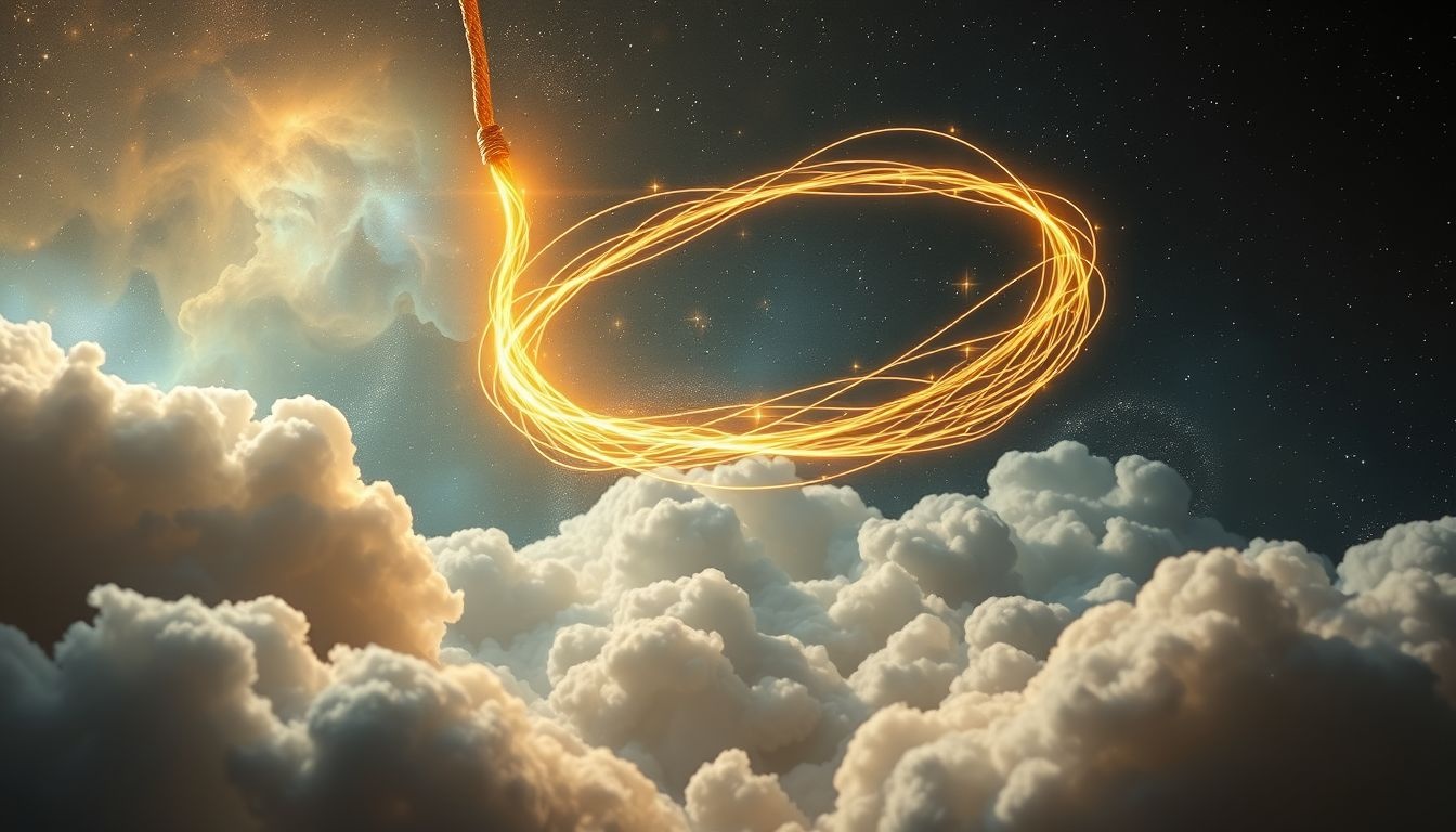 Een gouden lasso symboliseert vaak waardevolle controle in dromen.
