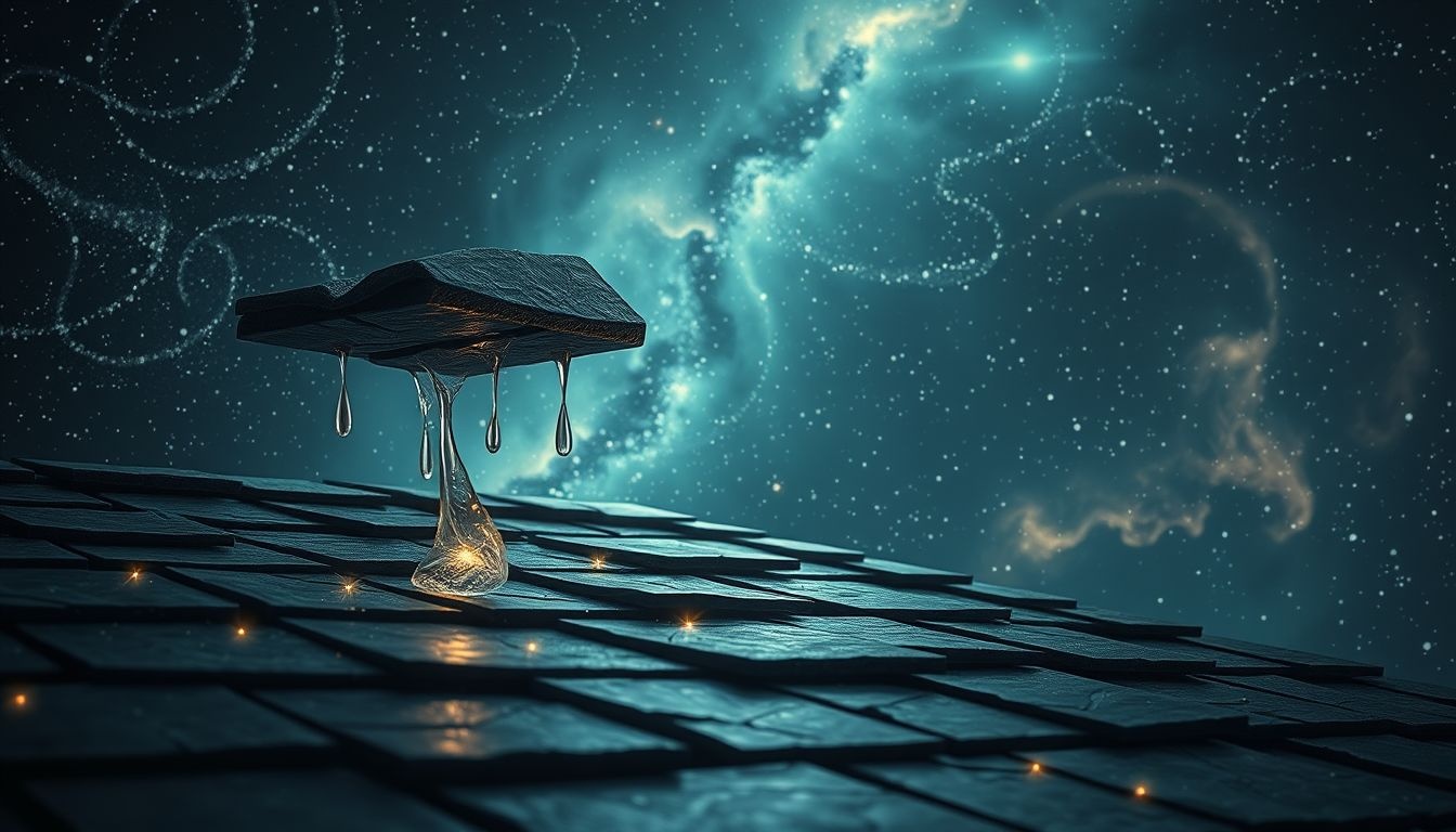 Een lekkend leien dak symboliseert emotionele kwetsbaarheid en stress.