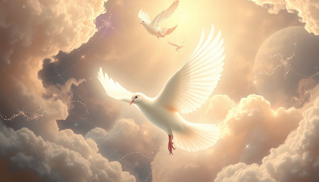 Een onbevlekte witte duif symboliseert vaak pure onschuld en vrede.