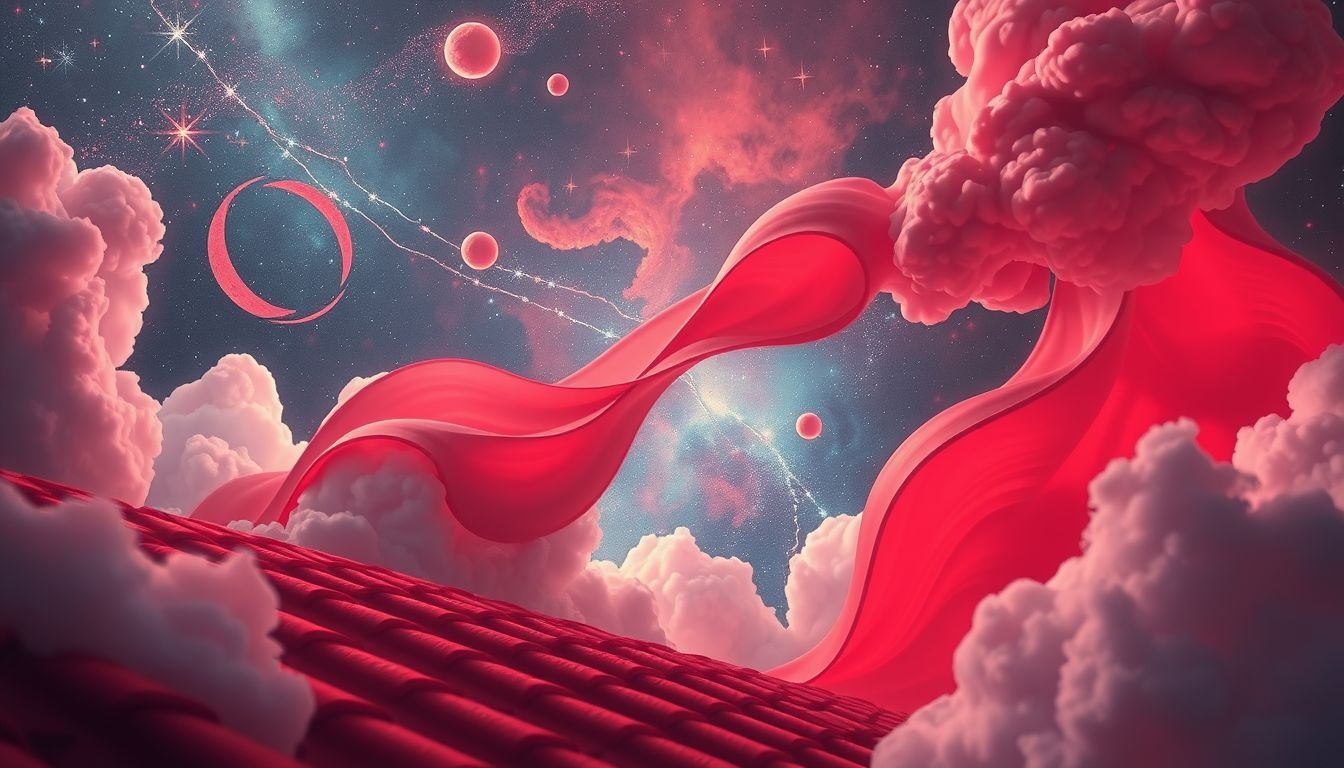 Dromen over een rood leien dak symboliseert passie en sterke emoties.