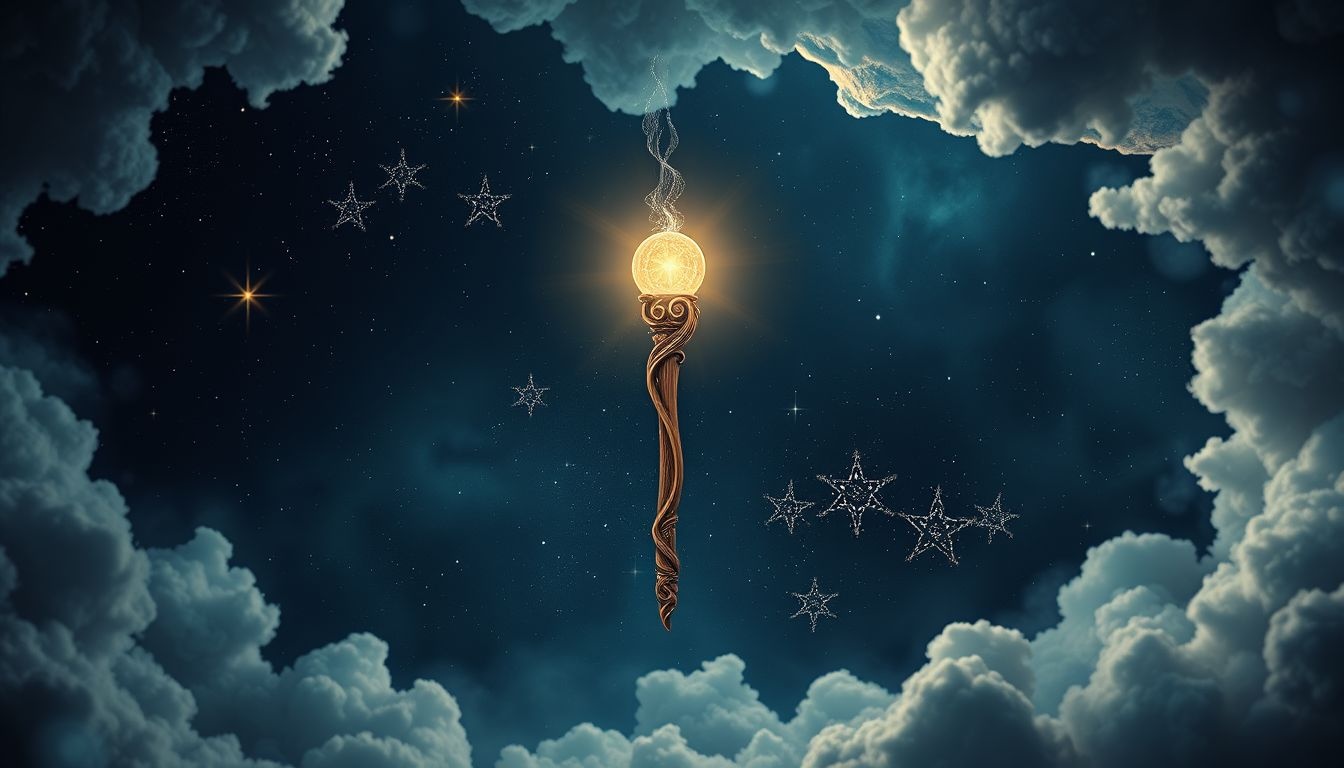 Een houten scepter symboliseert natuurlijke kracht en innerlijke wijsheid.