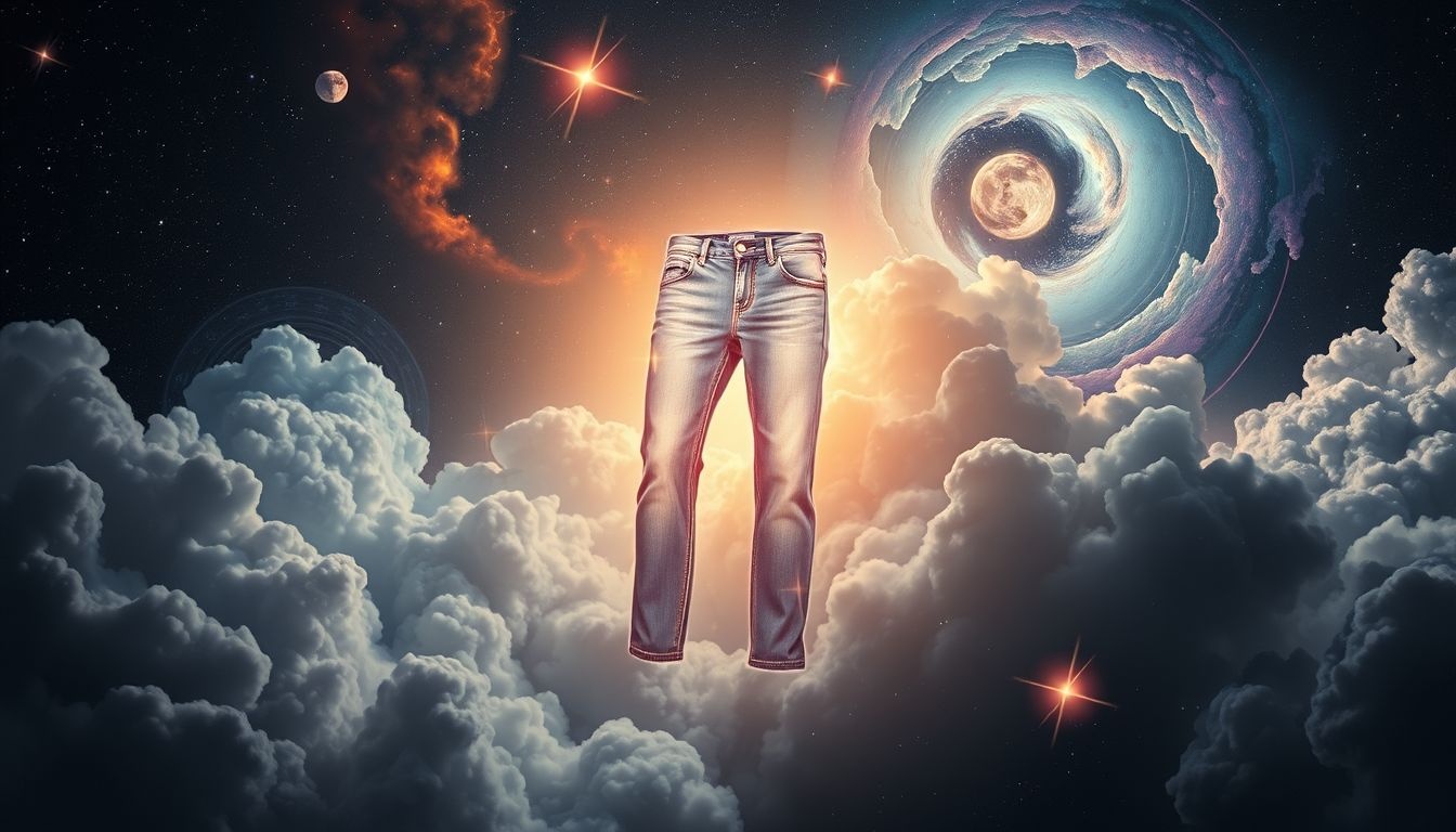 Een vreemde kleur spijkerbroek symboliseert onverwachte persoonlijke transformatie.
