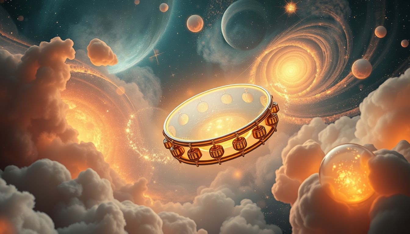 Een tamboerijn in een museum symboliseert creatieve nalatenschap en inspiratie.