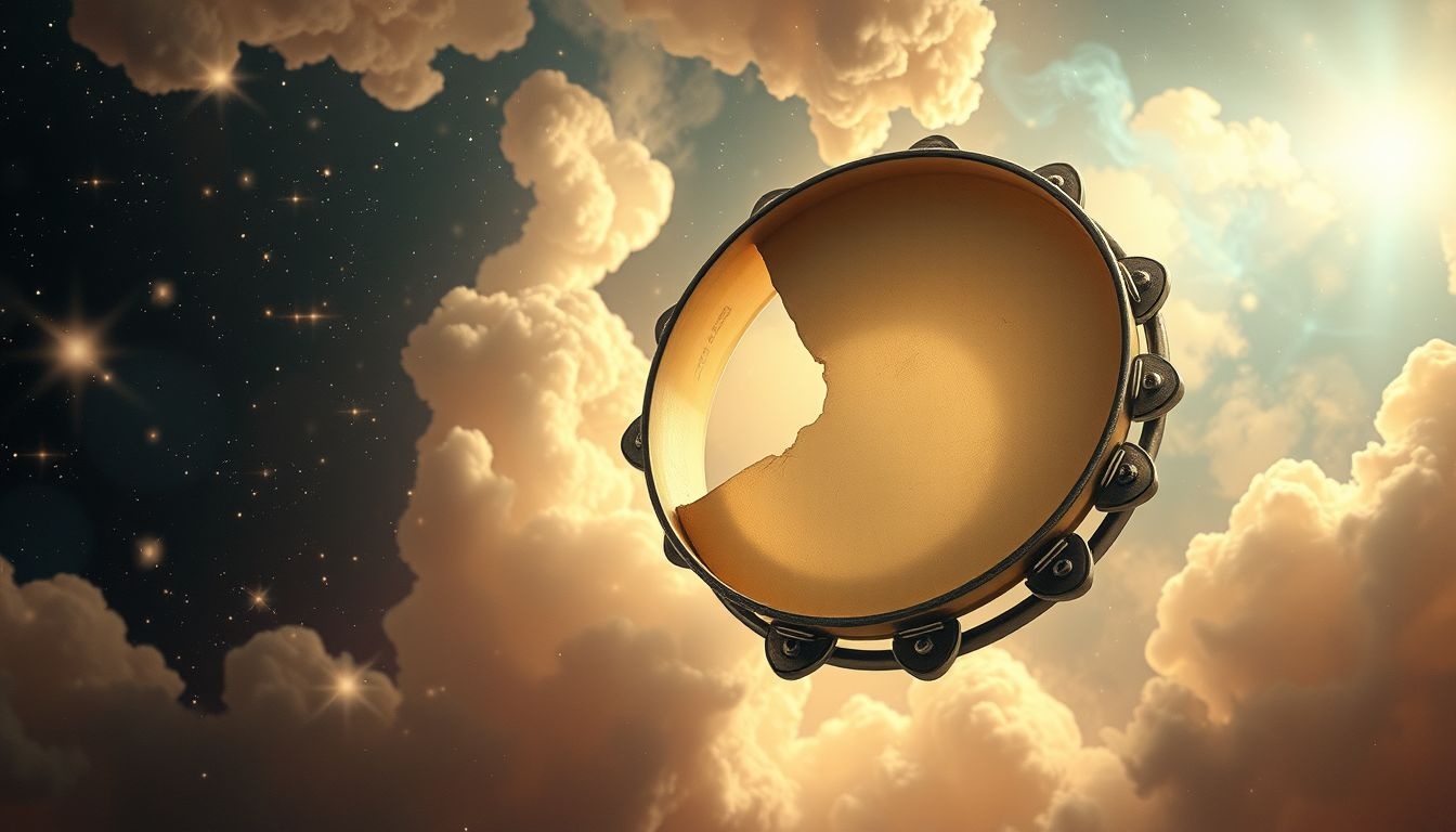 Een gescheurde tamboerijn symboliseert innerlijke kwetsbaarheid en imperfectie.