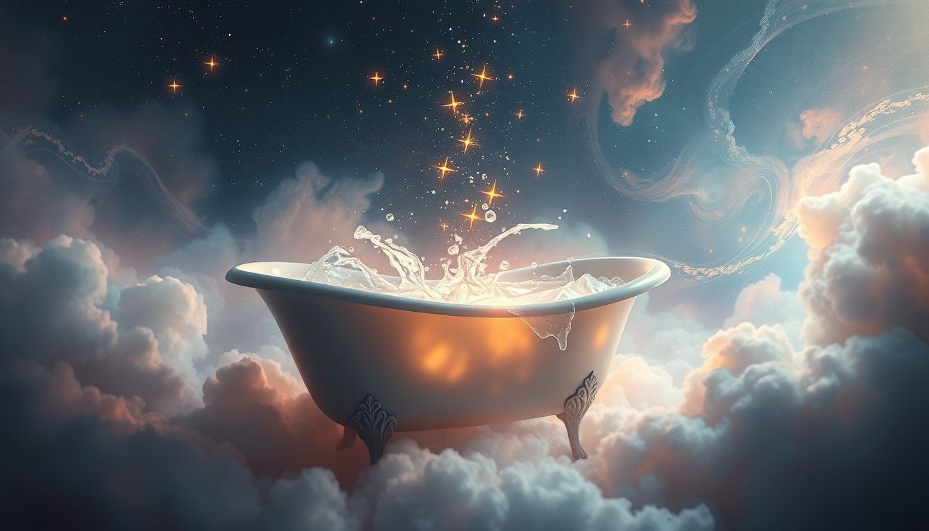 Dromen over een volle badkuip symboliseren emotionele overvloed en reiniging.
