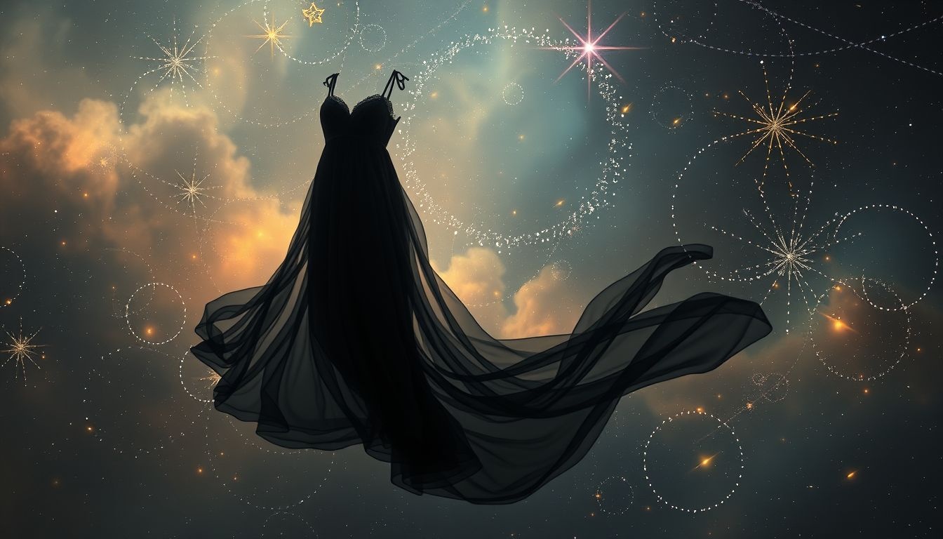 Een zwarte nachtjurk symboliseert mysterie en verborgen verlangens.