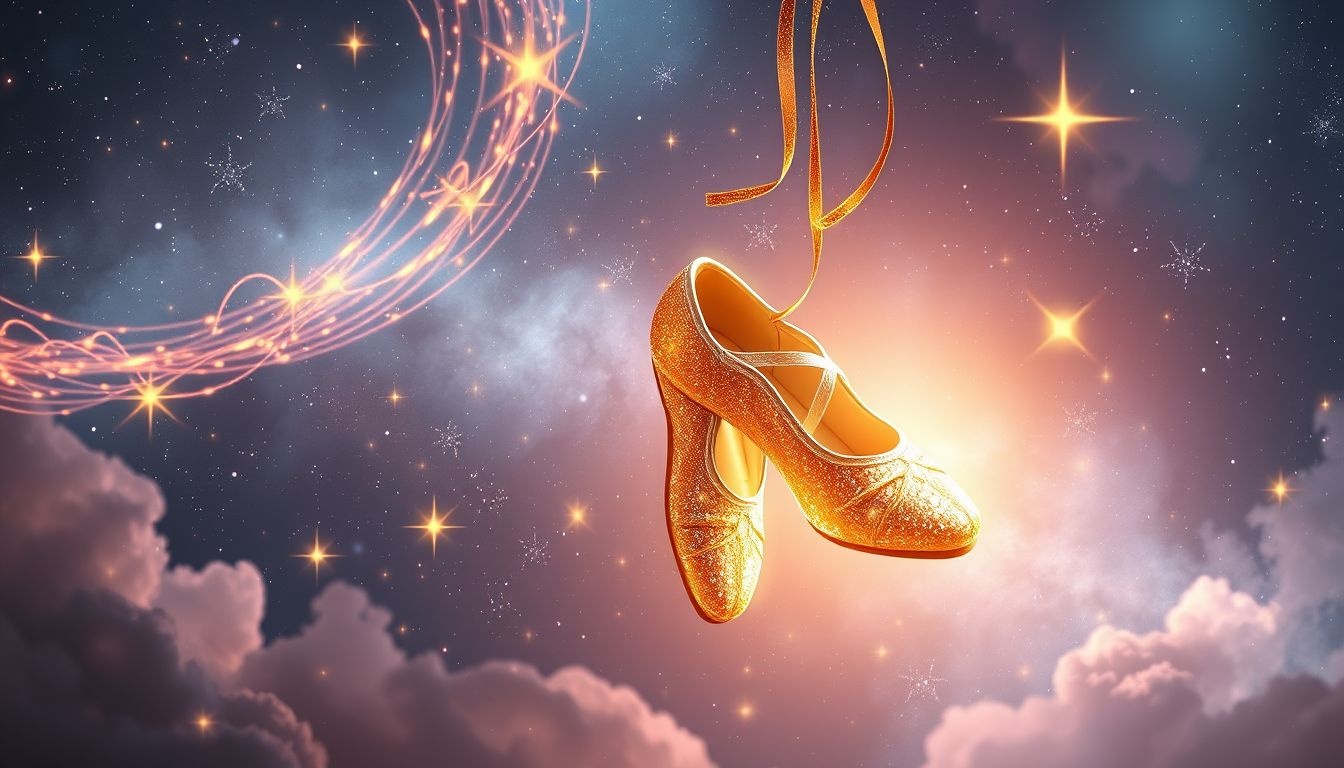 Gouden dansschoenen symboliseren vaak blijvend succes en creatieve erkenning.