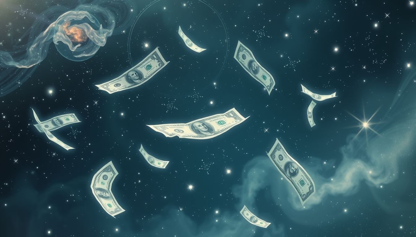 Dromen over vliegen met dollarbiljetten symboliseren financiële vrijheid en succes.