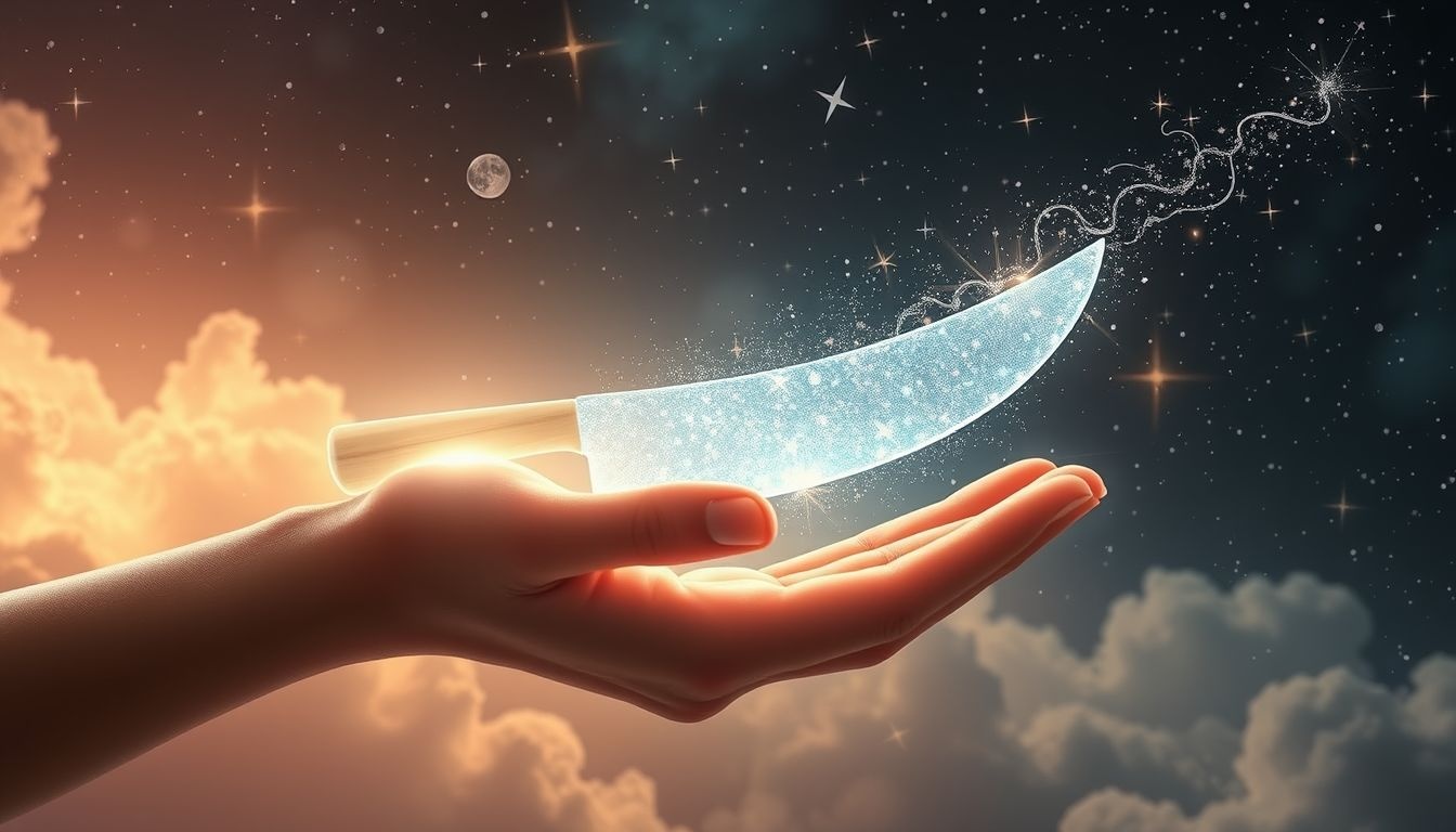 Dromen over het weggeven van een machete symboliseert loslaten van conflicten.