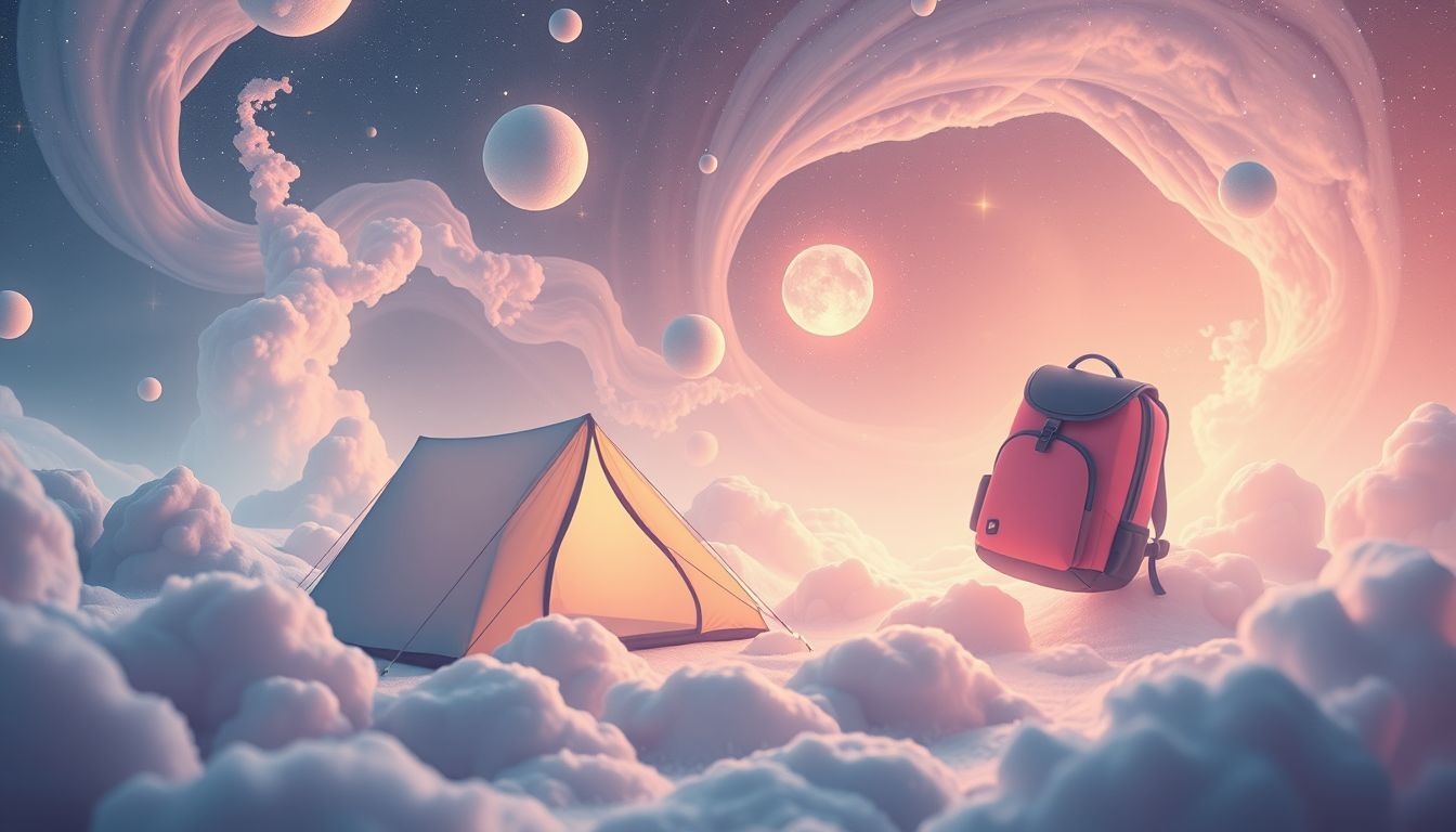 Dromen over kampeeruitrusting symboliseren voorbereiding op nieuwe avonturen.