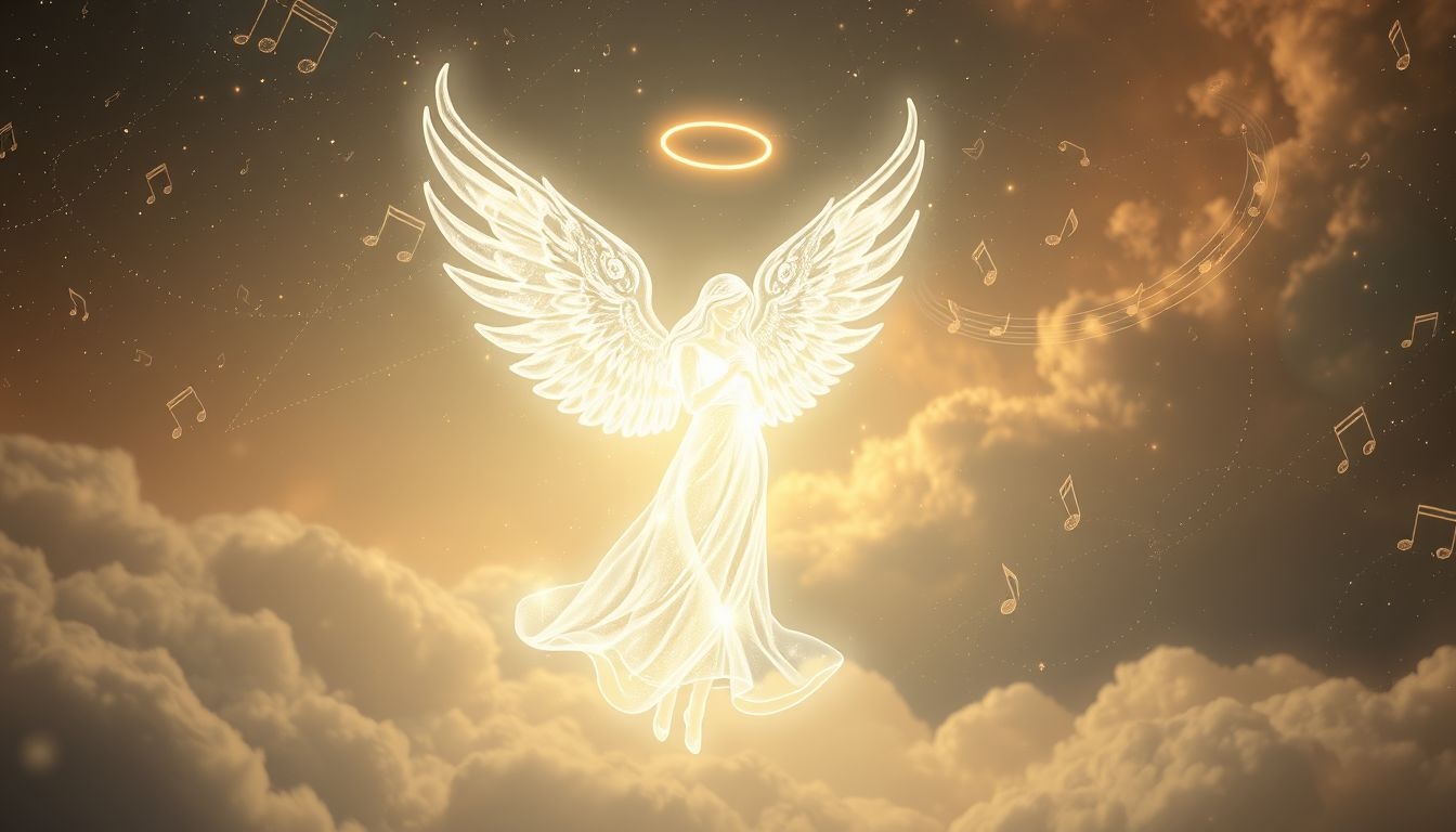 Dromen over rouwmuziek met een engel symboliseert troost en bescherming.