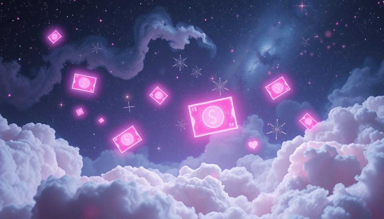 Roze bankbiljetten symboliseren vaak liefdevolle financiële zekerheid en welzijn.