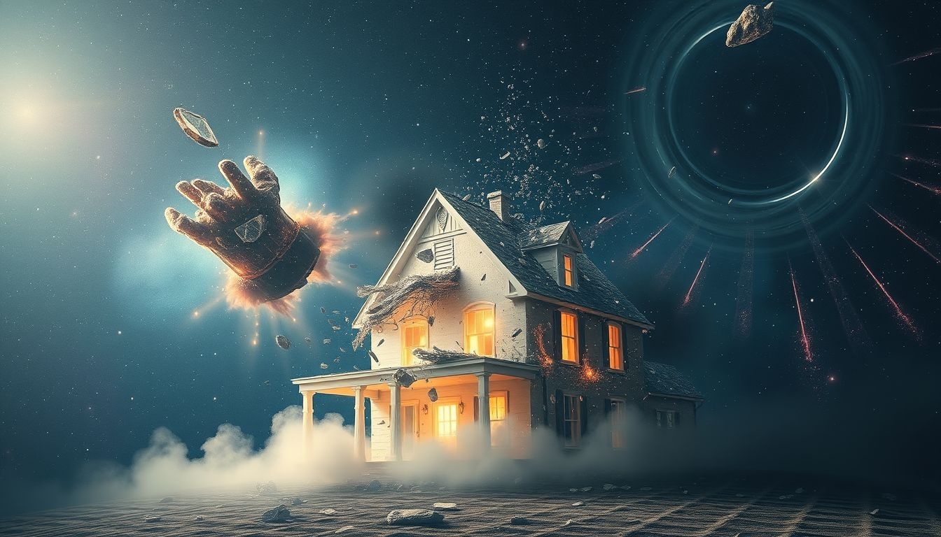 Een verwoest huis symboliseert vaak innerlijk conflict en loslaten.