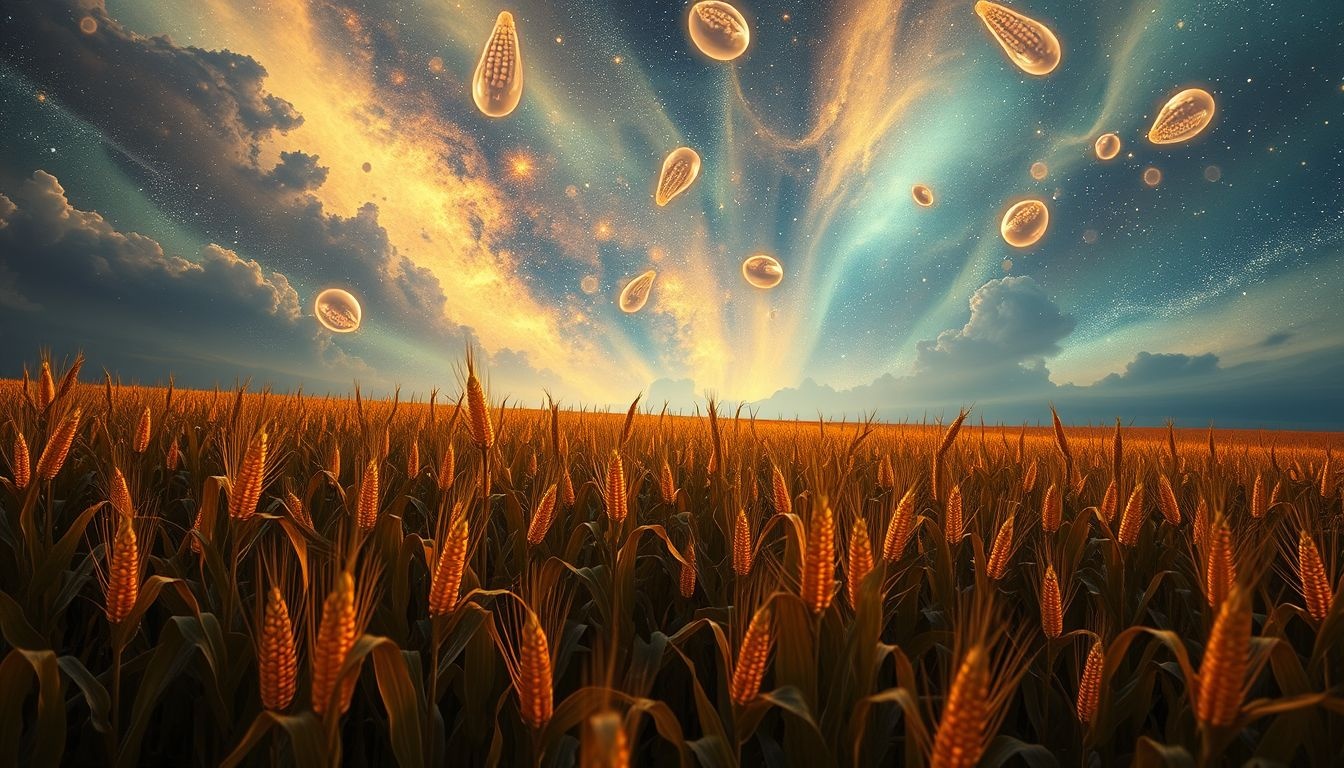 Een veld vol rijpe maïs symboliseert overvloed en succes.