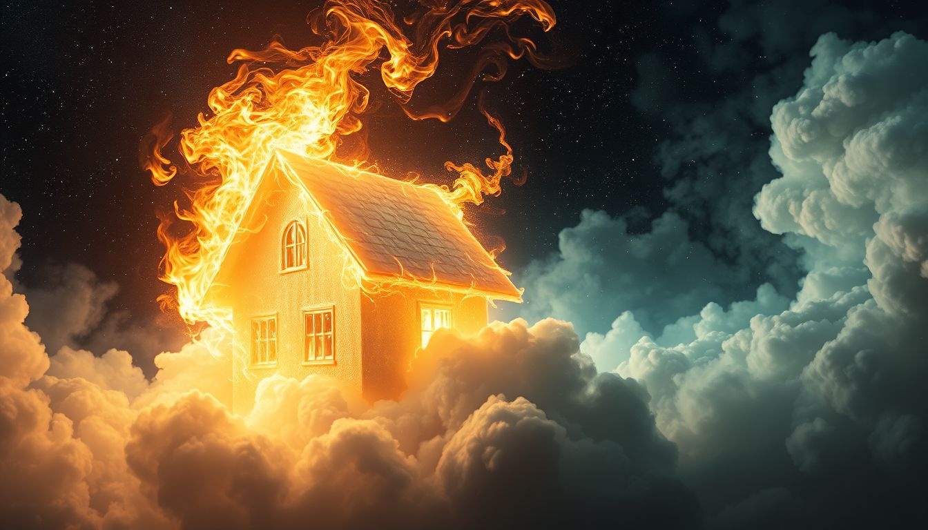 Een brandend huis in dromen symboliseert vaak innerlijke transformatie.